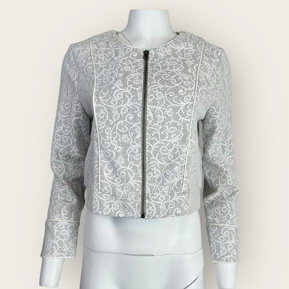 NWT | Krisa | Lace Zipper Jacket | Gray/White | Large - Picture 12 of 12